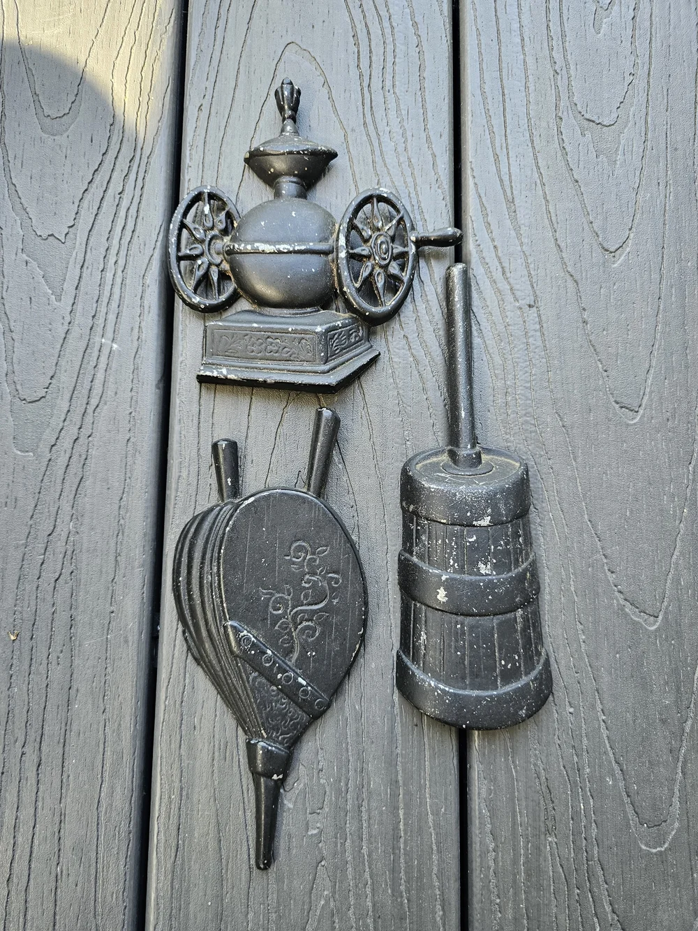 Vintage Sexton USA Cast Aluminum Wall Plaques - Set of 3 Black (Distressed)